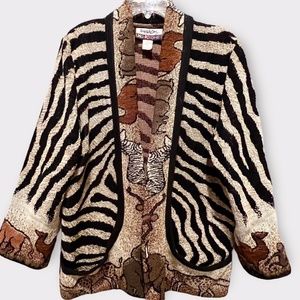 Vintage Unge-Potch-Ket It's In The Bag Tapestry Jungle Safari Jacket Sz XL